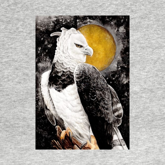 Harpy eagle Watercolor at night sky by MandalaSoul